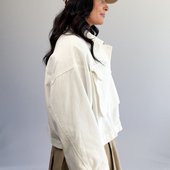 Women’s Cropped Utility Jacket – Ivory Twill - Picture 3 of 9
